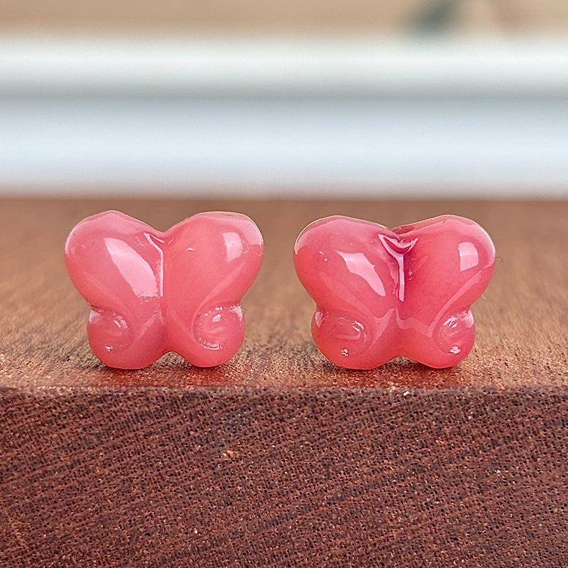 H16-Pink Butterfly Bodhi Spacer Beads