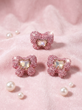 D06-Pink Rhinestone Bow Focal Bead